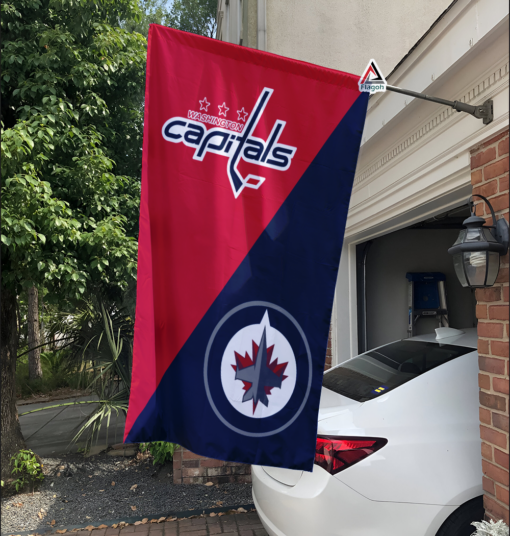 Capitals vs Jets House Divided Flag, NHL House Divided Flag