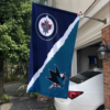 Winnipeg Jets vs San Jose Sharks House Divided Flag, NHL House Divided Flag