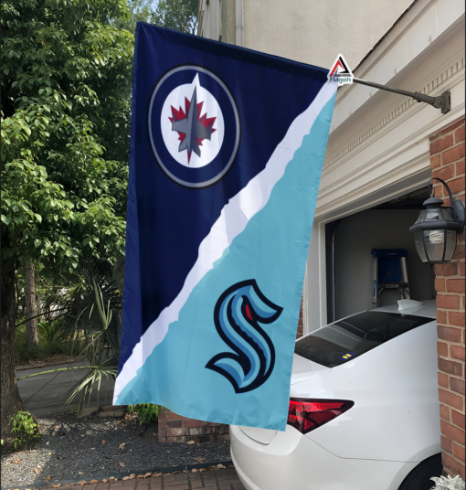 Jets vs Kraken House Divided Flag, NHL House Divided Flag