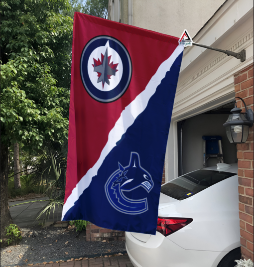 Jets vs Canucks House Divided Flag, NHL House Divided Flag