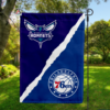 Charlotte Hornets vs Philadelphia 76ers House Divided Flag, NBA House Divided Flag