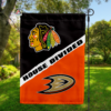 Chicago Blackhawks vs Anaheim Ducks House Divided Flag, NHL House Divided Flag