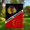 Chicago Blackhawks vs Calgary Flames House Divided Flag, NHL House Divided Flag