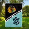 Chicago Blackhawks vs Seattle Kraken House Divided Flag, NHL House Divided Flag