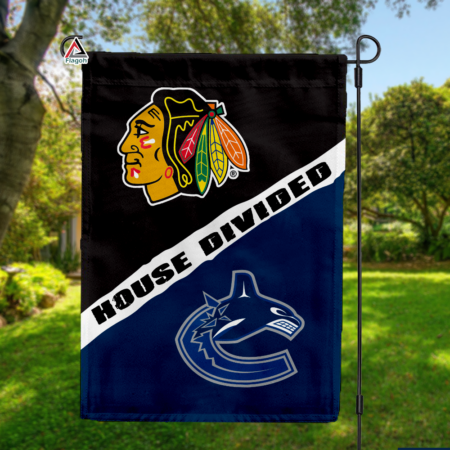 Blackhawks vs Canucks House Divided Flag, NHL House Divided Flag