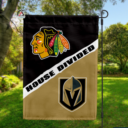 Blackhawks vs Golden Knights House Divided Flag, NHL House Divided Flag