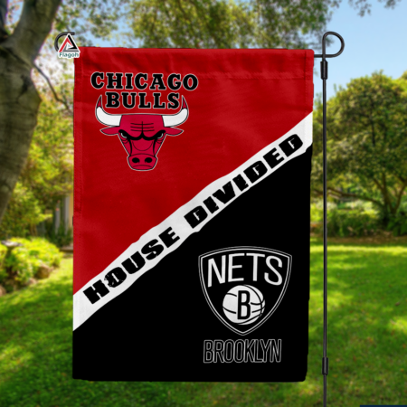 Bulls vs Nets House Divided Flag, NBA House Divided Flag