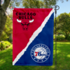 Chicago Bulls vs Philadelphia 76ers House Divided Flag, NBA House Divided Flag