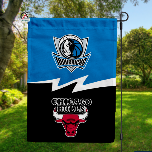 Mavericks vs Bulls House Divided Flag, NBA House Divided Flag