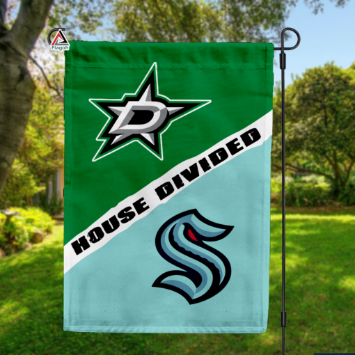 Stars vs Kraken House Divided Flag, NHL House Divided Flag