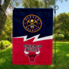 Denver Nuggets vs Chicago Bulls House Divided Flag, NBA House Divided Flag