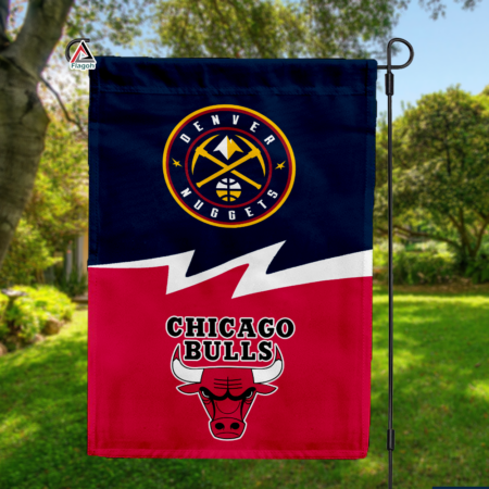 Nuggets vs Bulls House Divided Flag, NBA House Divided Flag