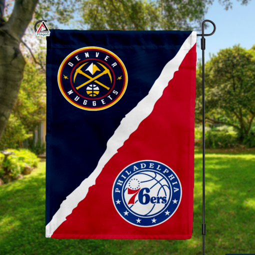 Nuggets vs 76ers House Divided Flag, NBA House Divided Flag