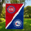 Detroit Pistons vs Philadelphia 76ers House Divided Flag, NBA House Divided Flag