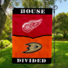 Detroit Red Wings vs Anaheim Ducks House Divided Flag, NHL House Divided Flag