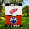 Detroit Red Wings vs Edmonton Oilers House Divided Flag, NHL House Divided Flag