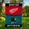 Detroit Red Wings vs San Jose Sharks House Divided Flag, NHL House Divided Flag