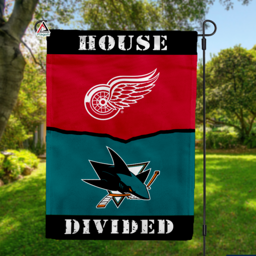 Red Wings vs Sharks House Divided Flag, NHL House Divided Flag