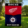 Detroit Red Wings vs Winnipeg Jets House Divided Flag, NHL House Divided Flag