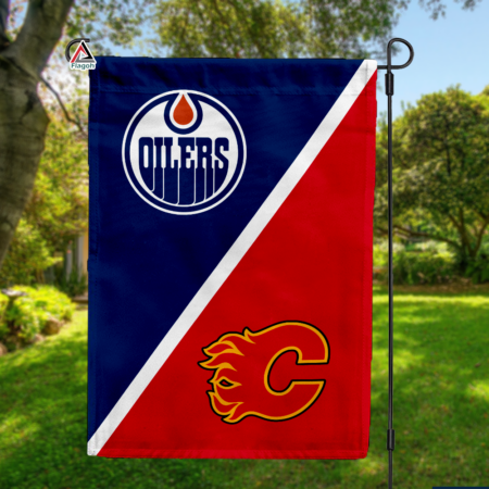 Oilers vs Flames House Divided Flag, NHL House Divided Flag