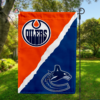 Edmonton Oilers vs Vancouver Canucks House Divided Flag, NHL House Divided Flag