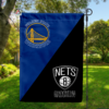 Golden State Warriors vs Brooklyn Nets House Divided Flag, NBA House Divided Flag