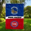 Golden State Warriors vs Detroit Pistons House Divided Flag, NBA House Divided Flag