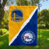 Golden State Warriors vs Philadelphia 76ers House Divided Flag, NBA House Divided Flag