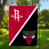 Houston Rockets vs Chicago Bulls House Divided Flag, NBA House Divided Flag