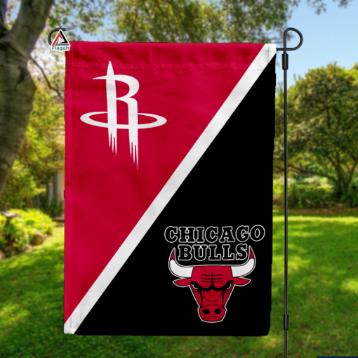 Rockets vs Bulls House Divided Flag, NBA House Divided Flag