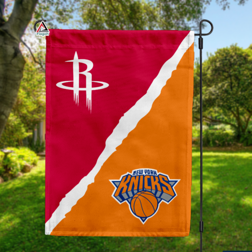 Rockets vs Knicks House Divided Flag, NBA House Divided Flag