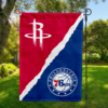 Houston Rockets vs Philadelphia 76ers House Divided Flag, NBA House Divided Flag