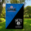 LA Clippers vs Brooklyn Nets House Divided Flag, NBA House Divided Flag