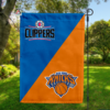 LA Clippers vs New York Knicks House Divided Flag, NBA House Divided Flag