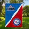 LA Clippers vs Philadelphia 76ers House Divided Flag, NBA House Divided Flag