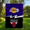 Los Angeles Lakers vs Chicago Bulls House Divided Flag, NBA House Divided Flag