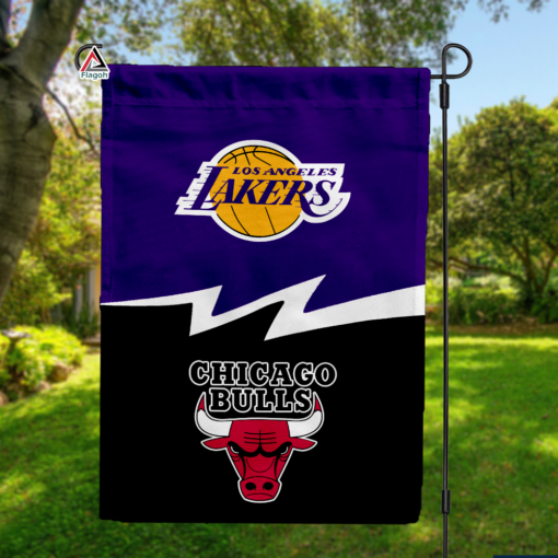 Lakers vs Bulls House Divided Flag, NBA House Divided Flag