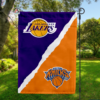 Los Angeles Lakers vs New York Knicks House Divided Flag, NBA House Divided Flag