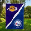 Los Angeles Lakers vs Philadelphia 76ers House Divided Flag, NBA House Divided Flag