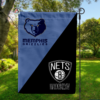 Memphis Grizzlies vs Brooklyn Nets House Divided Flag, NBA House Divided Flag