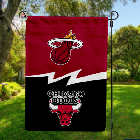 Heat vs Bulls House Divided Flag, NBA House Divided Flag