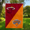 Miami Heat vs New York Knicks House Divided Flag, NBA House Divided Flag