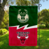 Milwaukee Bucks vs Chicago Bulls House Divided Flag, NBA House Divided Flag