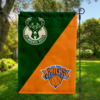 Milwaukee Bucks vs New York Knicks House Divided Flag, NBA House Divided Flag