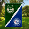 Milwaukee Bucks vs Philadelphia 76ers House Divided Flag, NBA House Divided Flag