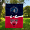 Minnesota Timberwolves vs Chicago Bulls House Divided Flag, NBA House Divided Flag