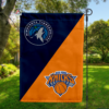 Minnesota Timberwolves vs New York Knicks House Divided Flag, NBA House Divided Flag