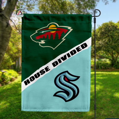 Wild vs Kraken House Divided Flag, NHL House Divided Flag