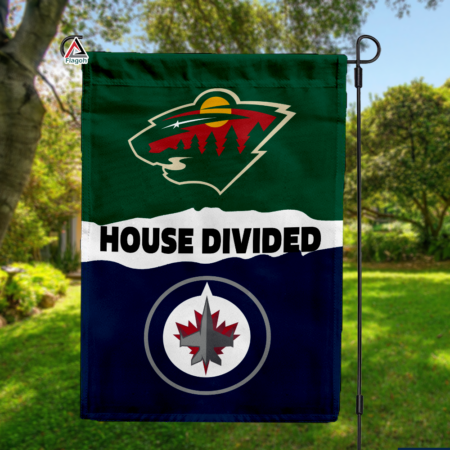 Wild vs Jets House Divided Flag, NHL House Divided Flag