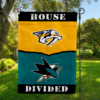 Nashville Predators vs San Jose Sharks House Divided Flag, NHL House Divided Flag